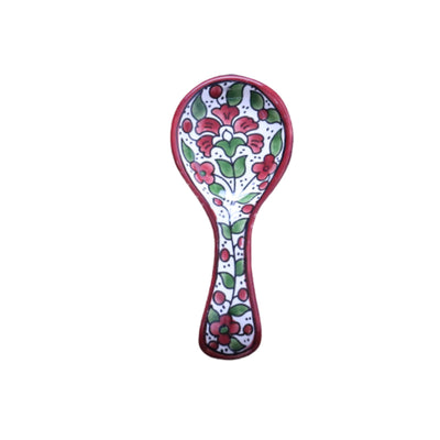 palesrinian ceramic Red Floral Spoon Rest