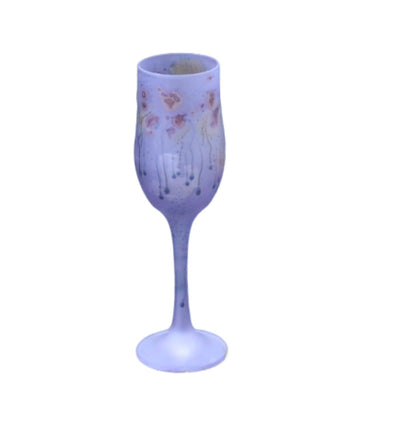 Grey Champagne Flutes With Golden Roses Crystal Wedding Glasses Hebron Glass Hand Painted Cup Palestinian Art