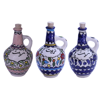 palestinian ceramic Oil Decanter with Cork Stopper