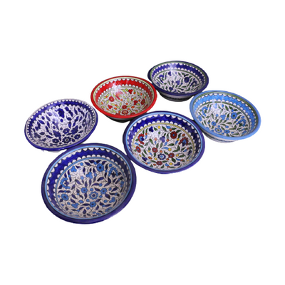 palestinian ceramic Large Floral Deep Bowl