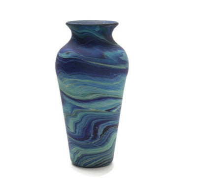 flower blue glass vase